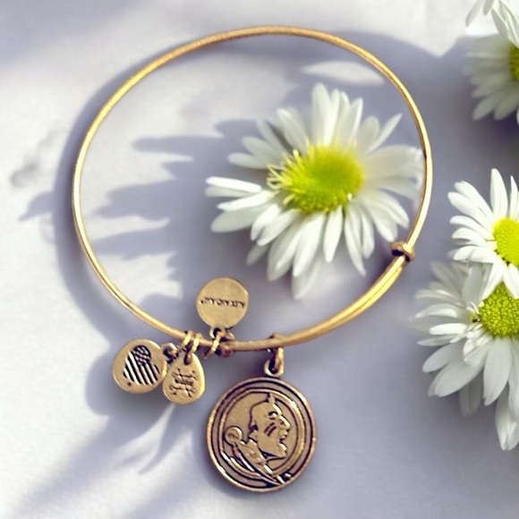 FSU Alex & Ani Gold Charm Bangle Bracelet School Spirit Jewelry with Logo - Picture 1 of 1